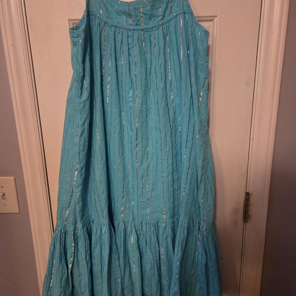Wonder Nation Shimmering Aqua Maxi Skirt Size XL Girls